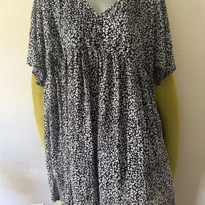 Black leopard print babydoll dress